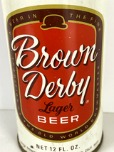 Brown Derby Lager Beer Can Vintage 12oz Steel Side Seam Flat Top - $3.95