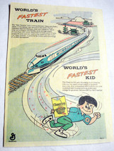 1966 Cheerios Color Ad Featuring World&#39;s Fastest Train The New Tokaido T... - £6.27 GBP