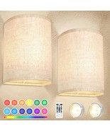 Battery Operated Wall Sconces Set Of Two, 18 Rgb Colors Stick On Wall Li... - £47.01 GBP