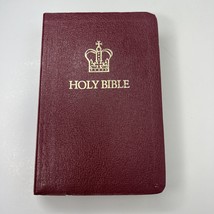 King James Version Holy Bible Gift Edition Deluxe Imitation Leather Burgundy 80s - £13.58 GBP