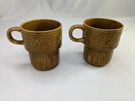 Vintage Stacking Coffee Cup Yellow Lot of 2 Japan - $8.95