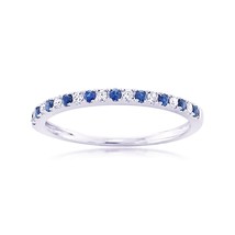 14k White Gold-Plated 1/4Ct Simulated Diamond Sapphire Bridal Wedding Band Ring - £51.47 GBP