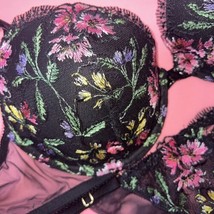 Victoria&#39;s Secret 36B,36D,36DD,36DDD BRA SET M panty BLACK Floral embroidered - £71.21 GBP