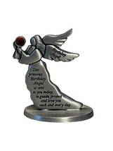 Pewter figurine vtg miniature spoontiques hudson Angel Birthday ruby gemstone - £15.78 GBP