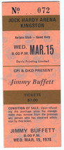 Jimmy Buffett Ticket Stub From 1978 Jock Hardy Arena Kingston Ontario Queens CPI - £70.37 GBP