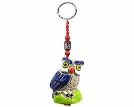 Mia Jewel Shop Owl Bird Animal 3D Ceramic Figurine Keychain Multicolored Macramé - £10.94 GBP