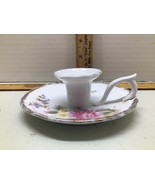 Vintage finger loop porcelain Candle Holder floral - $259.58 MXN