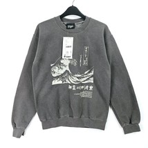 Urban Outfitters - Overdyed Black Hokusai Kanagawa Wave Sweatshirt - XXS - £28.61 GBP