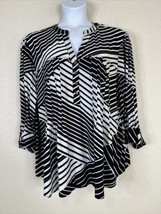 NWT Cocomo V-neck Blouse Nlk/Wht Stripe Studded 3/4 Sleeve Womens Plus Size 3X - £21.60 GBP