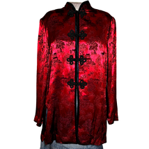 Vintage Red Satin Asian Blouse Size 16 Petite  - £35.52 GBP