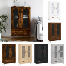 Modern Wooden Home Storage Cabinet Unit With 2 Glass Doors Glazed Display Drawer - £67.31 GBP+