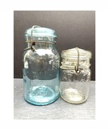 2 Vintage Atlas Glass Canning Jars – Wire Bail Lids Bubbles Seal Embossed - $22.80