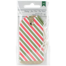 All Wrapped Up Collection Christmas Striped Tags With Glitter Accents - £14.09 GBP