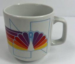 Vintage NBC Peacock Rainbow Papel Feather Coffee Cup Mug Ceramic USA Made 91605 - £9.28 GBP