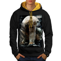 Wellcoda Polar Bear Wild Animal Mens Contrast Hoodie, White Casual Jumper - £30.96 GBP