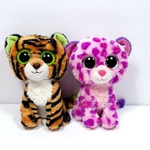 Beanie Boos TY Glamour And Stripes 6” Glitter Eyes Lot Of 2 Cats Marks O... - $24.74