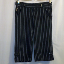 GUESS Jeans Bermuda Shorts Women&#39;s Size 24 Black White Striped - £7.78 GBP
