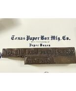 vintage letter press printing block Texas Paper Box MFG 4 3/4 x  1” - $635.72 MXN