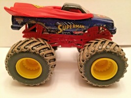 Hot Wheels Plastic Base SUPERMAN Mud tires Monster Jam Monster truck 1:6... - $10.88