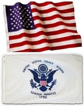 K&#39;s Novelties USA and Coast Guard Flag 3x5 Embroidered 2 Double Sided Flag Whole - £39.06 GBP