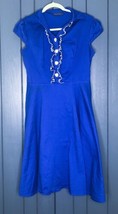 Retro Mod Anni Coco Blue Dress w Heart Buttons Fits Small Medium Rockabilly - $23.76