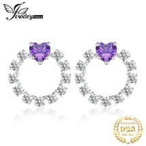 JewelryPalace Heart Created Alexandrite Sapphire 925 Silver Stud Earrings for Wo - £16.77 GBP