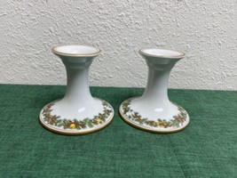 Pair of Fitz &amp; Floyd ST NICHOLAS Candlesticks 4&quot; Vintage Christmas - £53.48 GBP