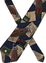 E Magrath Necktie Golf Theme vintage 1990s silk hand sewn Made in USA 58&quot;x4&quot; - £11.76 GBP