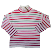 NWT J.Crew Cashmere Mock Rollneck Sweater in Snow Dark Berry Stripe Pullover XXS - £43.53 GBP