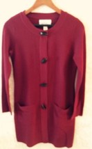 Ellen Tracy Maroon Red Wool Blend Toggle Detail Cardigan Sz S - £53.75 GBP