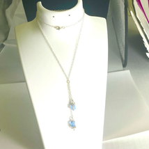 AIC# Sterling &amp; Ice Blue Crystal Necklace - £41.14 GBP