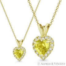 Heart Love Charm Simulated Citrine Cubic Zirconia CZ Pendant in 14k Yellow Gold - £42.80 GBP+