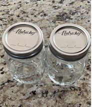 NutriChef 2 Glass Clear Mason Jars 16 oz  Stainless Steel 3.2&quot;L x 2.75&quot;W... - $14.85