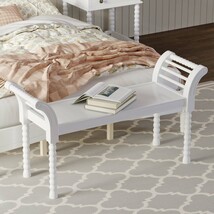 Retro Style Bench - White | Elegant Bed End Seat - $164.99