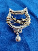 Large 925 Sterling Silver Taxco Mexico Dangle Cat Brooch Pin Free Shipping - $933.91 MXN