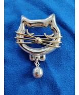 Large 925 Sterling Silver Taxco Mexico Dangle Cat Brooch Pin Free Shipping - $921.24 MXN