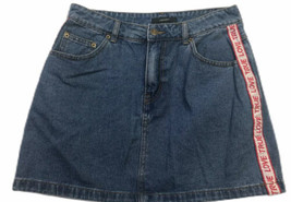 Forever 21 Blue Denim Skirt Size Large Zipper Boho Edgy True Love - $13.80