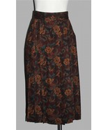 VTG Diversity Shabby Floral Roses Dark Hues Pleated Rayon Skirt Wm&#39;s P6 ... - $31.44 CAD