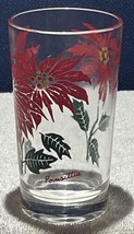Vtg 1950&#39;s Boscul Peanut Butter Jar 5&quot; Water Glass Red Poinsetta Small L... - £7.78 GBP