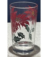 Vtg 1950&#39;s Boscul Peanut Butter Jar 5&quot; Water Glass Red Poinsetta Small L... - $9.90
