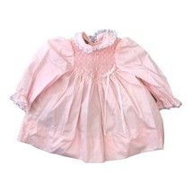Vintage 1970s Polly Flinders Toddler Girl Pink Smocked Dress Poly/Cotton 24 Mo. - £18.17 GBP