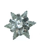Silver Rhinestone Star Shape Brooch Pin Marked PAT 2066969 - £15.88 GBP