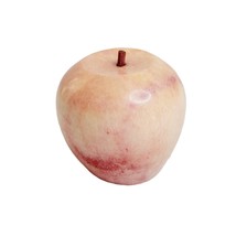 Stone Alabaster Apple Paperweight 2.5 Inch White Red Pink Swirl Marble - $14.83