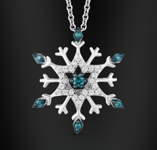 Enchanted Disney with 1/6 CTTW White and Blue Diamond Elsa Pendant Necklace - £146.72 GBP