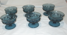 Vintage Indiana Glass Kings Crown Thumbprint Teal Blue Sherbets - £29.75 GBP
