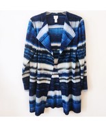Chico&#39;s Navy Blue Royal Dip Dye Ocean Crinkle Open Cardigan Jacket Top S... - $644.26 MXN
