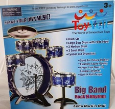 ToyVelt 12 Piece Kids Jazz Drum Set 6 Drums, Cymbal, Kick Pedal Rock Music NEW - £25.32 GBP