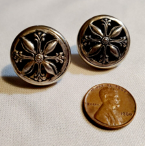 VTG All Solid Sterling 925 Silver Shadow Box Flower Non Pierced Earrings... - £27.30 GBP