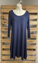Garnet Hill Blue Viscose 3/4 Sleeve Stretchy Fit &amp; Flare Dress Size Smal... - $19.80
