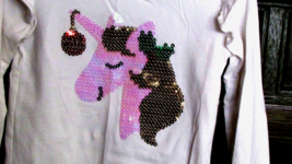 CARTER'S Christmas white top w/sequined unicorn, holly &amp; ornament 3T (ba... - $1.80
